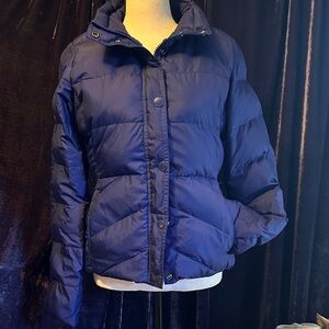 JCrew Women's Down Royal Blue Puffer Jacket with Detachable Hood Sz S